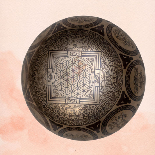 7 chakra symbol on a singing bowl