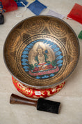 Load image into Gallery viewer, Four-Armed Chenrezig Carved Singing Bowl - Handcrafted Tibetan Bowl
