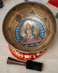 Load image into Gallery viewer, Four-Armed Chenrezig Carved Singing Bowl - Handcrafted Tibetan Bowl