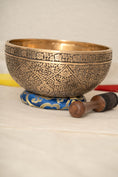Load image into Gallery viewer, Tibetan Singing Bowl with hand-carved lotus design