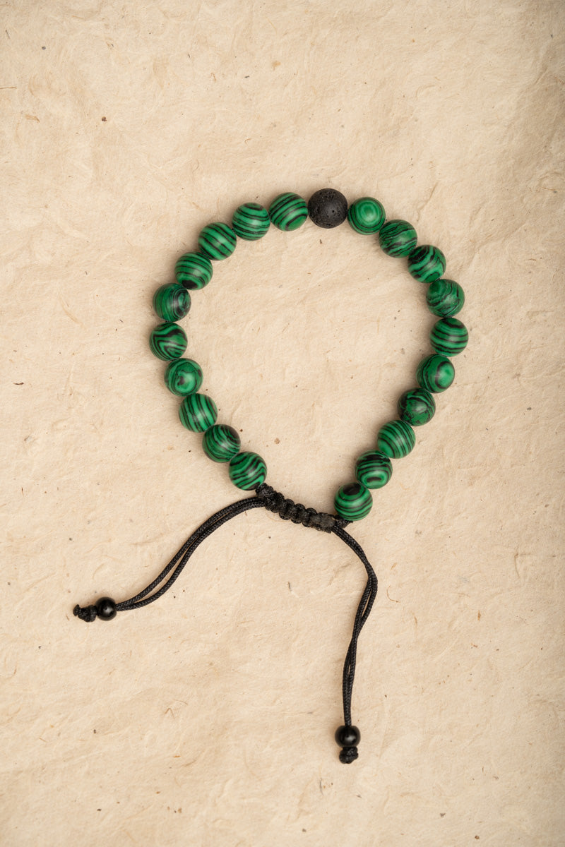 Malachite with Lava Stone Bracelet