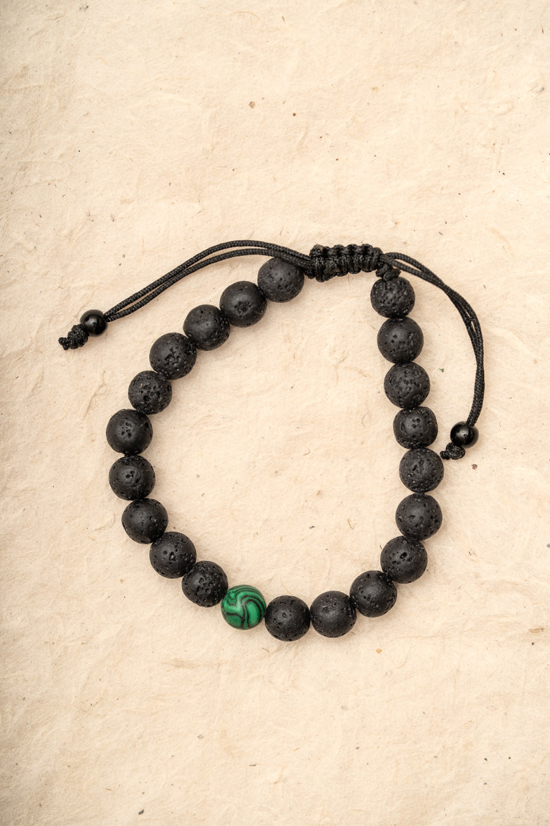 Lava Stones with Malachite Bracelet
