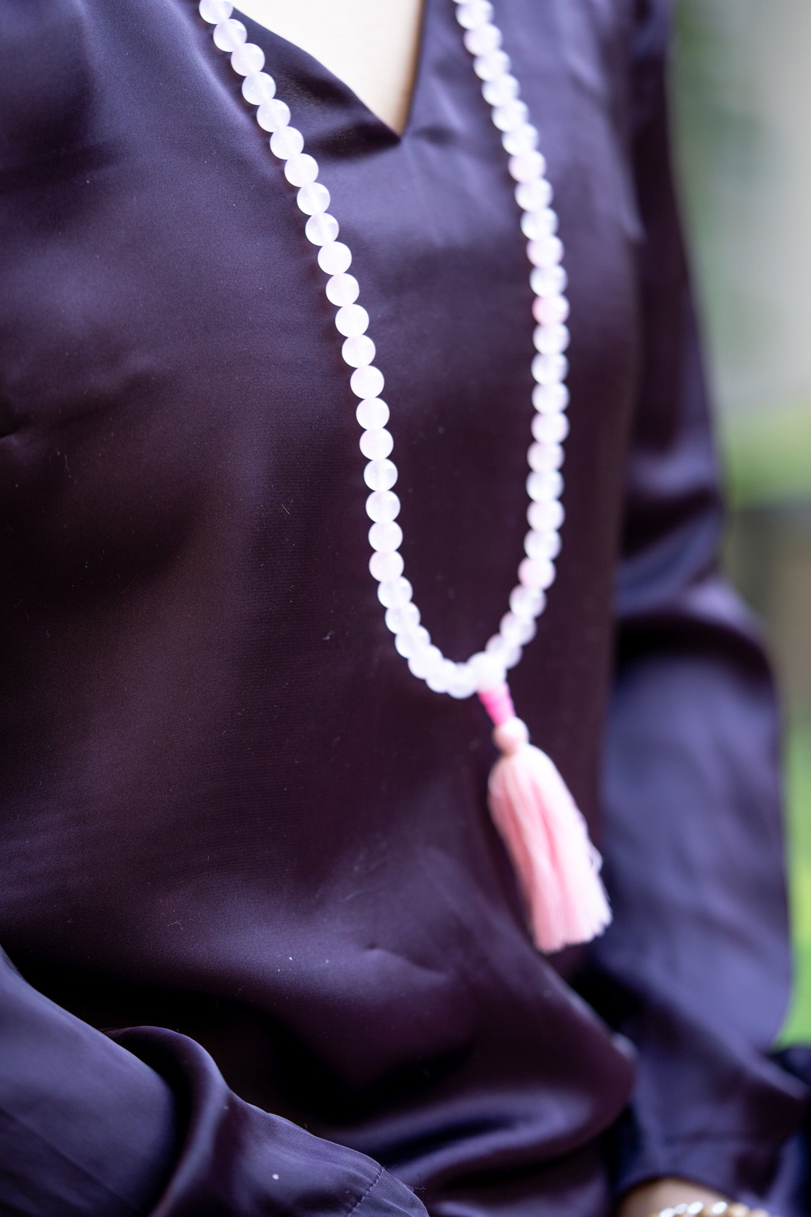 Rose Quartz Mala for prayer and meditation.