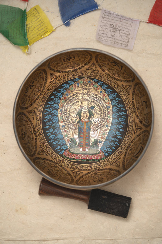 Avalokiteshvara Singing Bowl - Handcrafted Meditation Bowl 