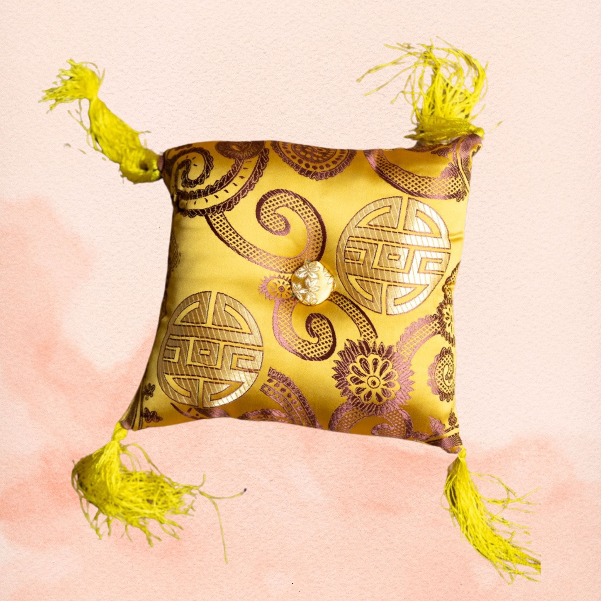 Yellow Square Cushion - Perfect silk cushion for your singing bowl