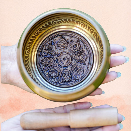 8 Auspicious symbol carved in a Singing Bowl