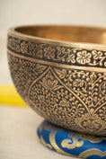 Load image into Gallery viewer, Tibetan Singing Bowl with hand-carved lotus design
