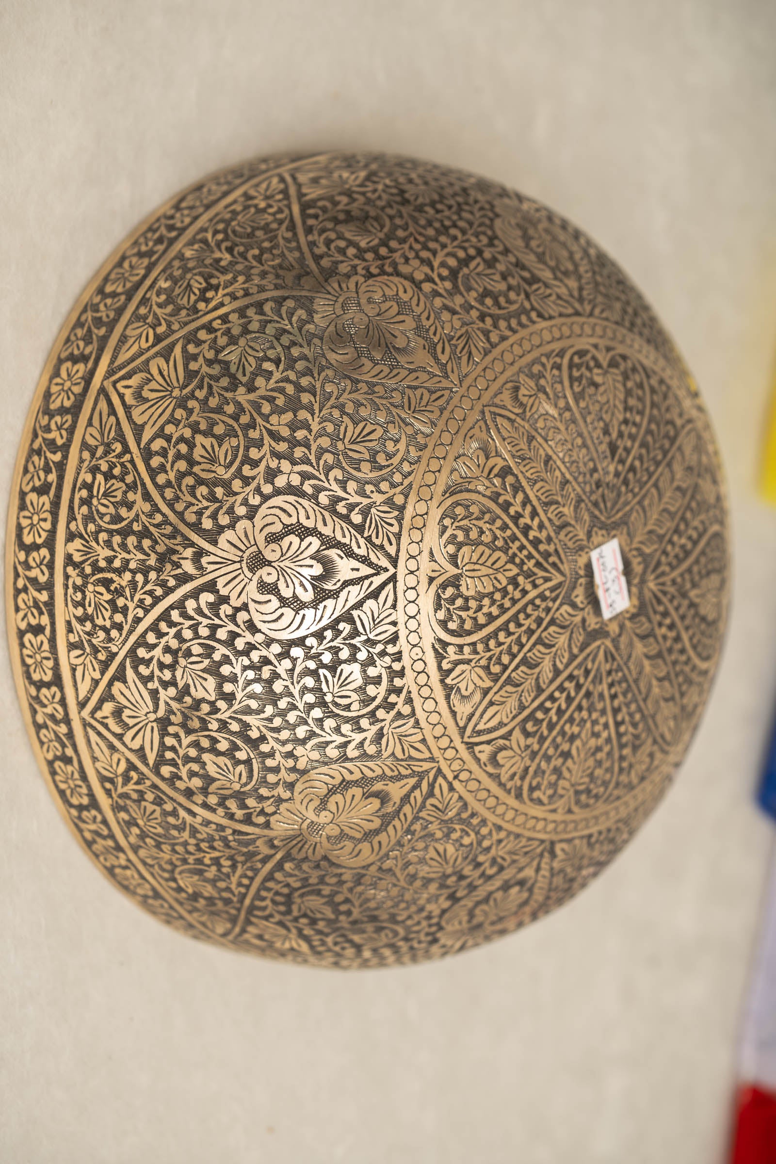 Tibetan Singing Bowl with hand-carved lotus design