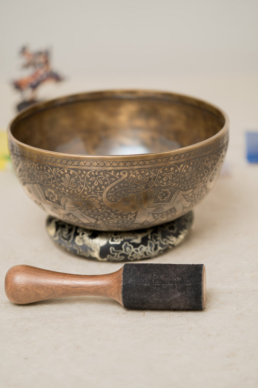 Antique Tibetan Carved Bowl - Handcrafted