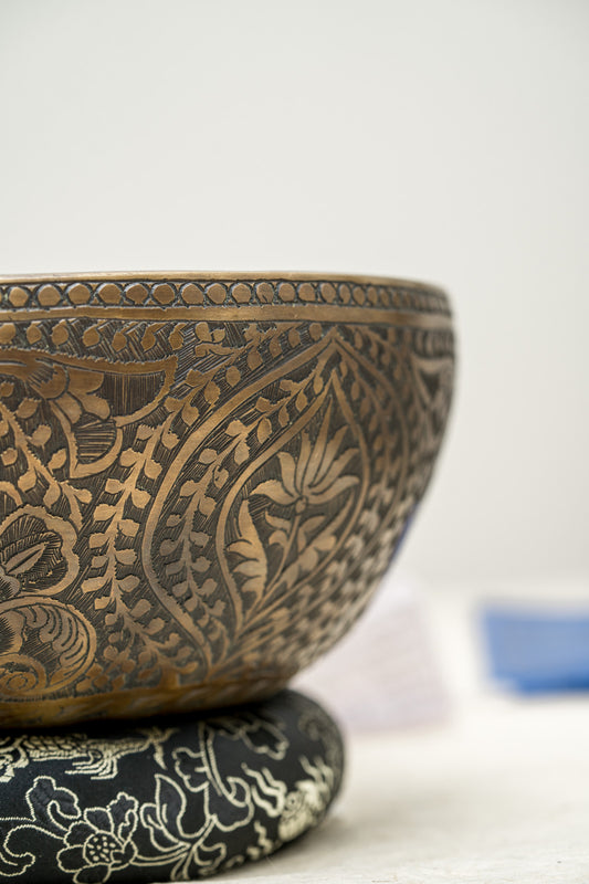 Floral Antique Singing Bowl - Handcrafted Tibetan Bowl