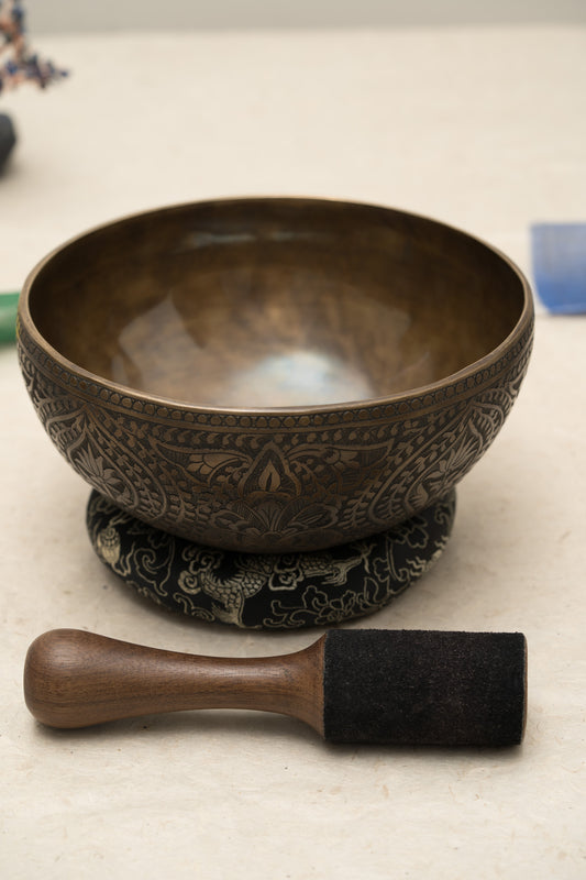 Floral Antique Singing Bowl - Handcrafted Tibetan Bowl