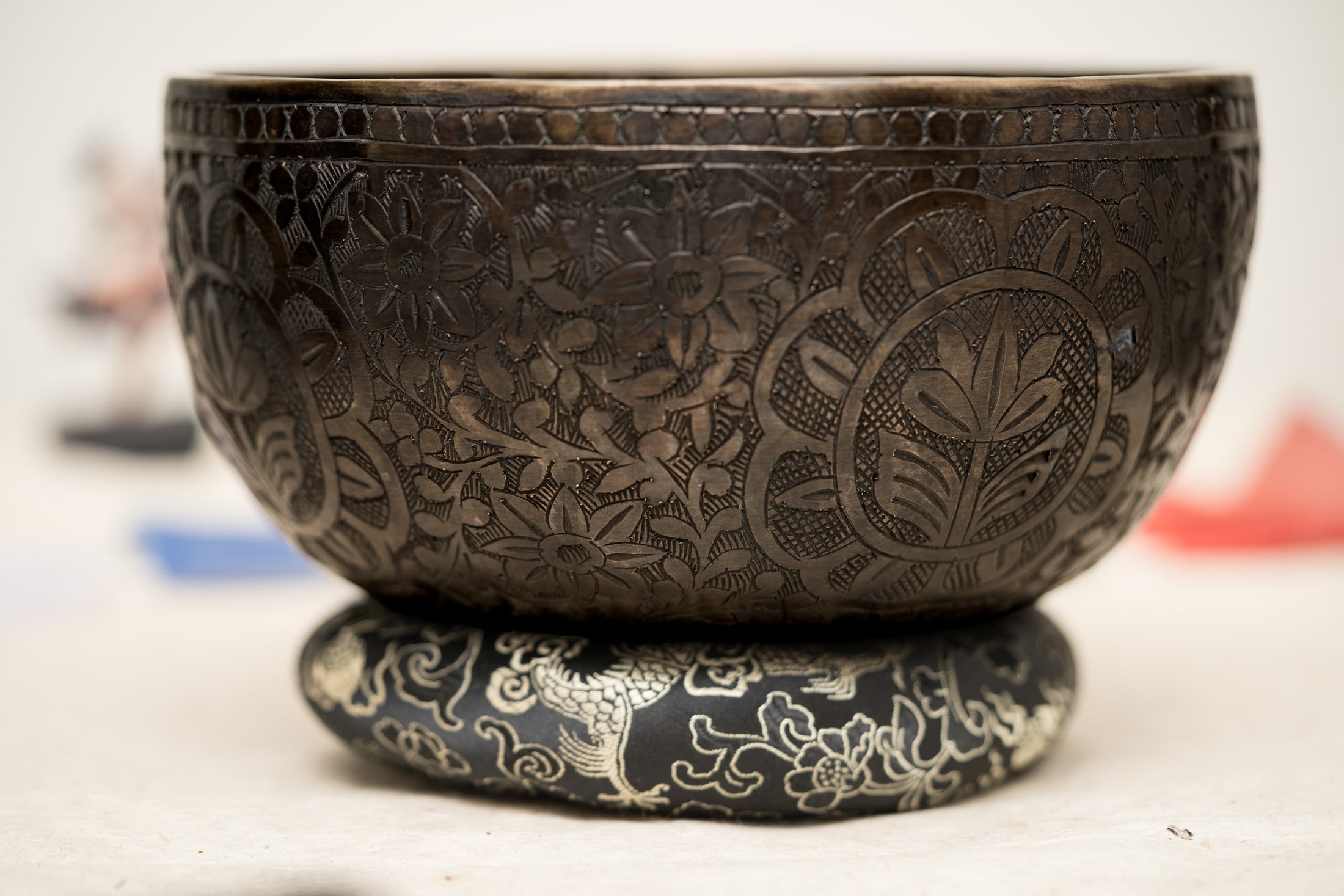 Lotus Singing bowl | Antique Carved Bowl