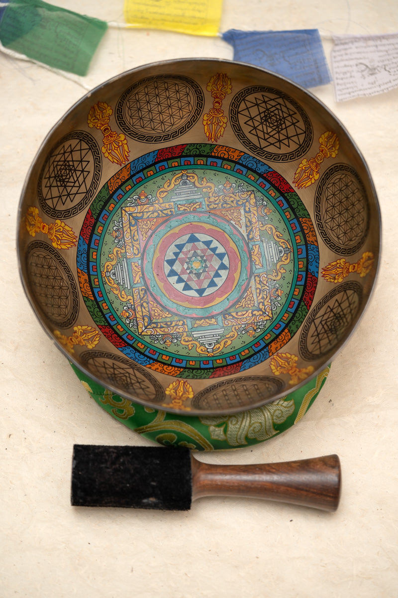 Kalachakra Symbol Singing Bowl - Tibetan Sound Healing Bowl