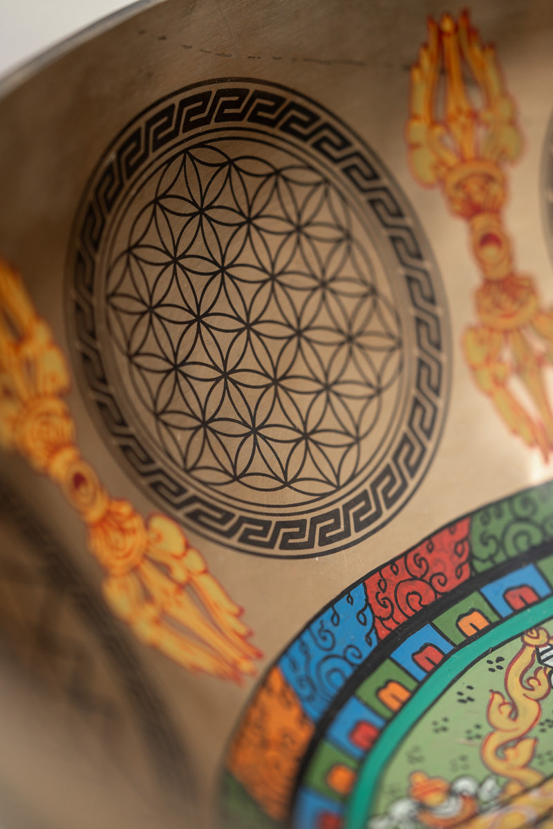 Kalachakra Symbol Singing Bowl - Tibetan Sound Healing Bowl