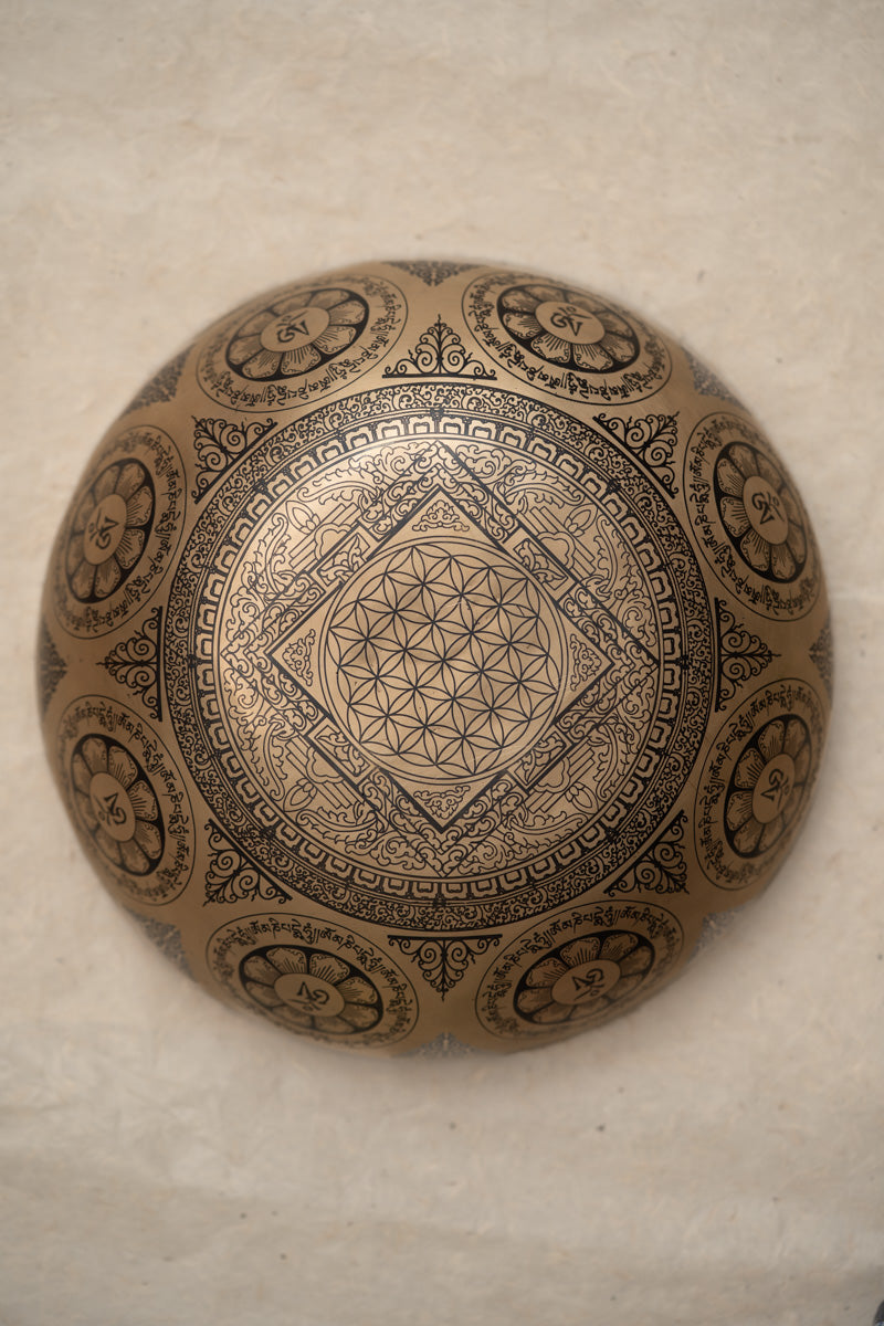 Kalachakra Symbol Singing Bowl - Tibetan Sound Healing Bowl