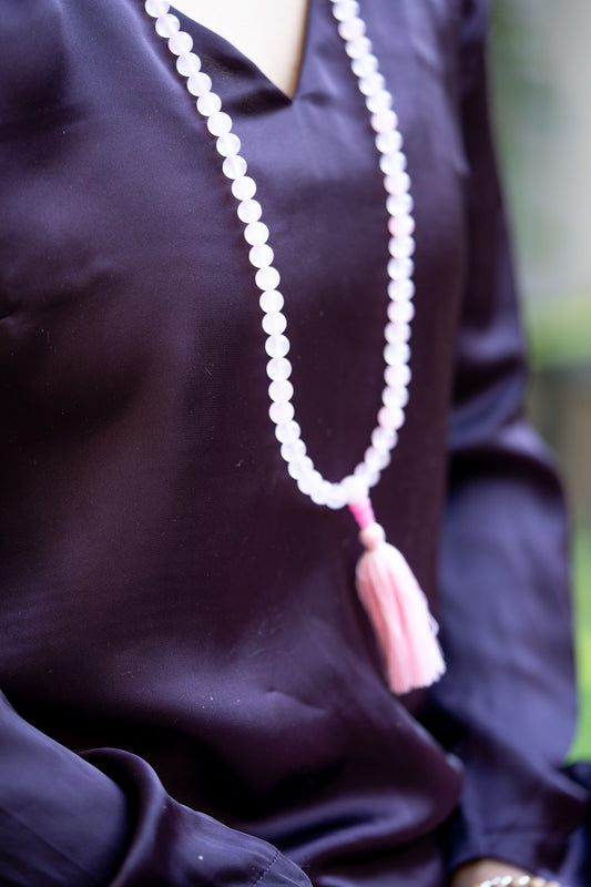 Rose Quartz Mala for prayer and meditation.
