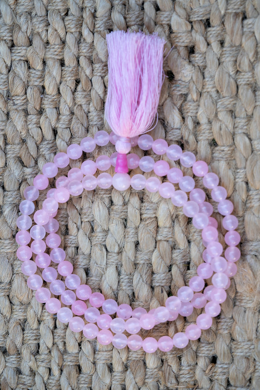 Rose Quartz Mala for prayer and meditation.