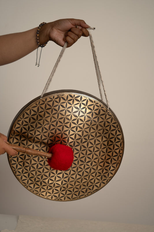 Flower of Life Gong - Handcrafted Tibetan Gong