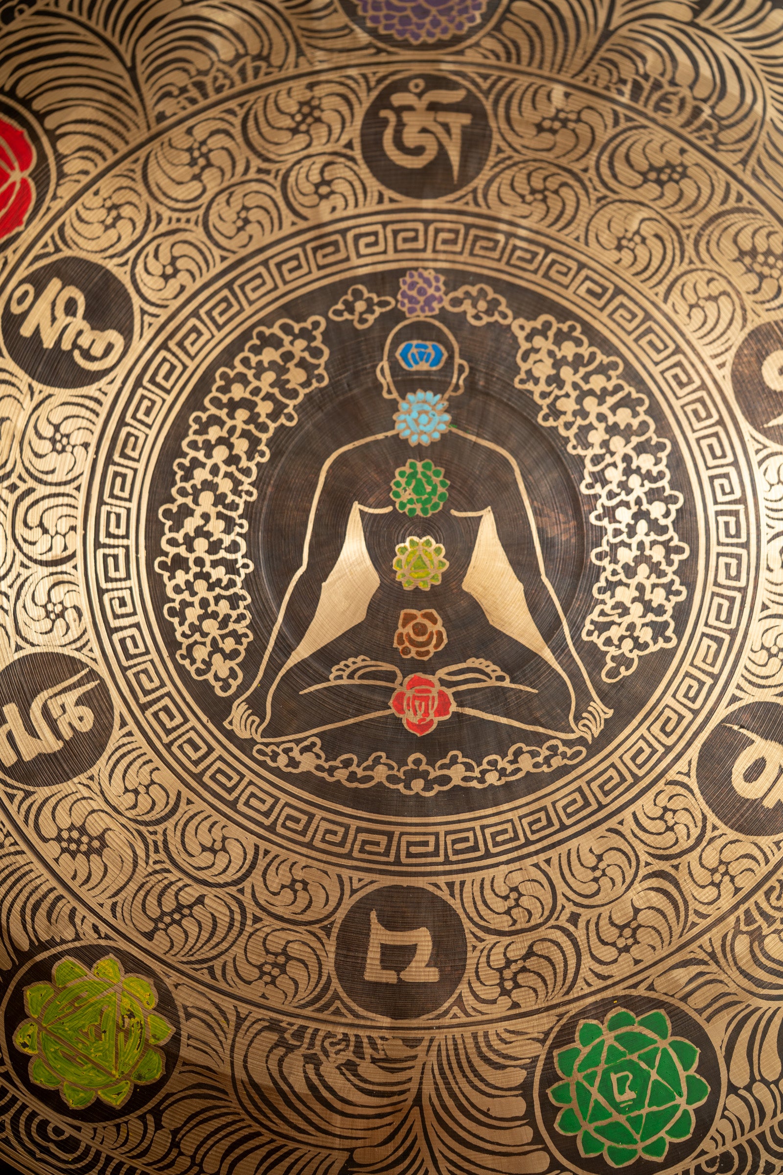 Chakra Gong with Meditating Yogi for Sound Healing.