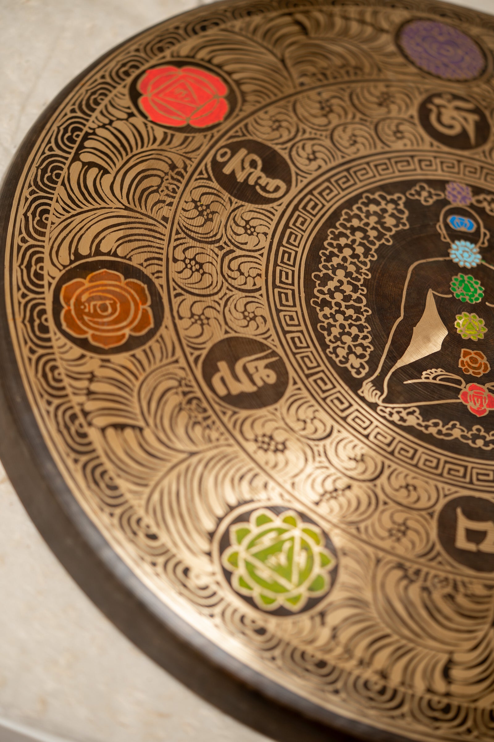 Chakra Gong with Meditating Yogi for Sound Healing.